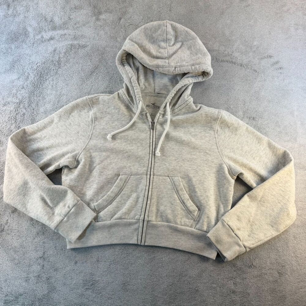 Hollister California Women Small Gray Full Zip Hoodie Sweatshirt